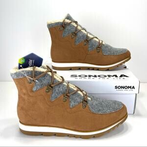 Sonoma Ortholite Eco Women Brown Winter Bootie Sz 10 Faux Suede/Fur Lace-Up New